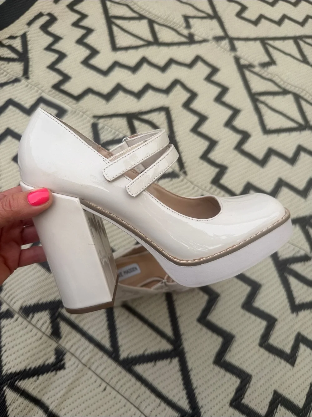 Steve Madden Twice Bone Mary Jane Platform Heels size 7.5
